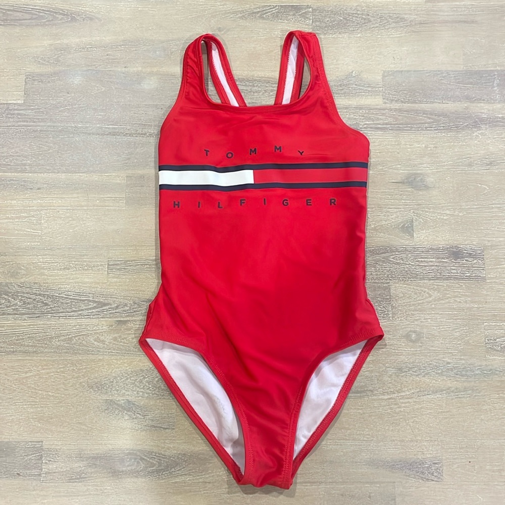 Tommy Hilfiger swimsuit Classic Red All American w/UV protection GIRLS SIZE 8/10
